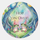 Hop On Over Birthday Party Runder Aufkleber (Vorderseite)