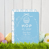 Hop on Over Blue Bow Bunny Easter Brunch Einladung