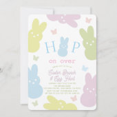 Hop on Over Bunny & Butterfly Easter Brunch Einladung (Vorderseite)