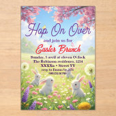 Hop on Over Easter Floral  Bunny Spring Brunch Acryleinladungen (Vorderseite)