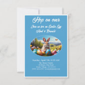 Hop on Over Egg Hunt Brunch Easter Rabbit blue -  Einladung (Vorderseite)