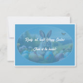Hop on Over Egg Hunt Brunch Easter Rabbit blue -  Einladung (Rückseite)