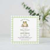 Hop On Over Frog Baby Shower Square Einladung (Stehend Vorderseite)