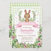 Hop on Over | Niedlich Bunny Geburtstag Einladung (Vorne/Hinten)