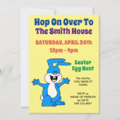 Hop On Over Oaster Egg Hunt Bunny Cartoon Einladung (Vorderseite)