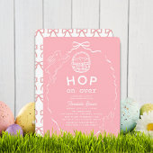 Hop on Over Pink Bow Girl Bunny Baby Shower Einladung