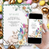 Hop On Over Spring Floral Oaster Brunch Einladung