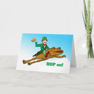 Hop on St. Patrick's Day Leprechaun Frog and Beer Karte