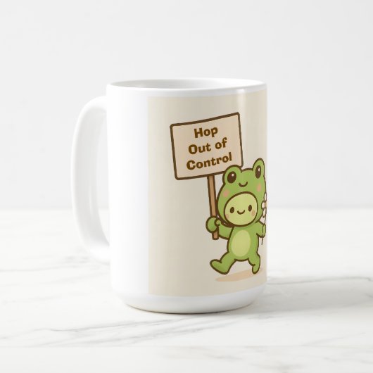 HOP Out of Control Frog Cute Whimsical Life Kaffeetasse (Vorderseite Links)