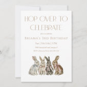 Hop Over Bunny Birthday Einladung (Vorderseite)