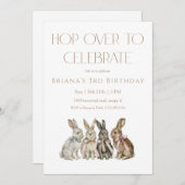 Hop Over Bunny Birthday Einladung (Vorne/Hinten)