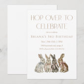 Hop Over Bunny Geburtstag Einladung (Vorne/Hinten)