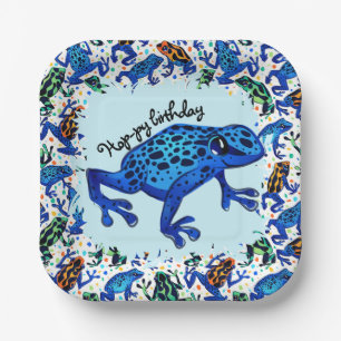 Hop-py Birthday Rainforest Frogs Square Teller