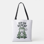 Hop Sip Repeat Lustiges Frosch-Kaffeedesign Tasche (Rückseite)