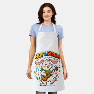 Hop & Strum Süßes Kaninchen spielt Ukulele T-Shirt Schürze