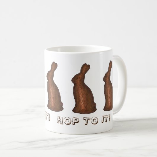 Hop to it Chocolate Bunny Rabbit Ostercreme Kaffeetasse (VorderseiteRechts)
