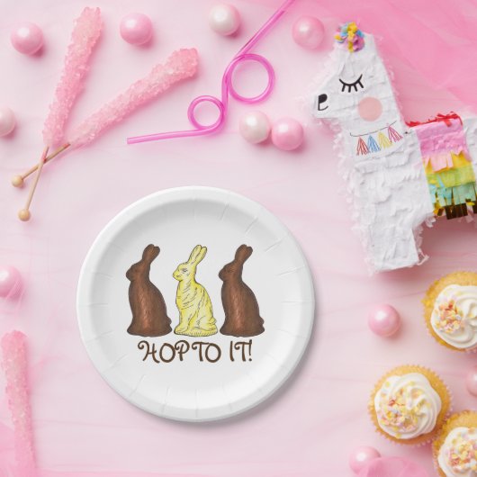 Hop to it Chocolate Ostersonnige Kaninchenbonbons Pappteller (Party)