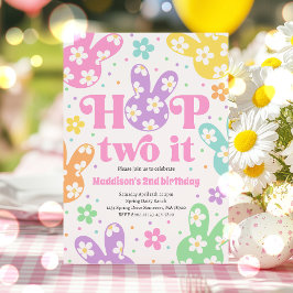 Hop Two It Bunny 2. Geburtstag Pastel Daisy Floral Einladung