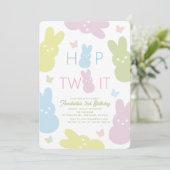 Hop Two It Bunny & Butterfly 2. Geburtstag Einladung (Stehend Vorderseite)