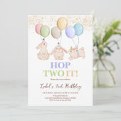 Hop Two It Oster 2. Geburtstag Einladung (Stehend Vorderseite)