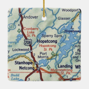 Hopatcong NJ 50's Map Keramikornament