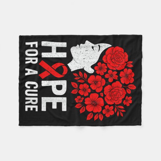 Hope Aids Butterfly Red Ribbon Hiv Aids Awareness  Fleecedecke (Vorderseite (Horizontal))