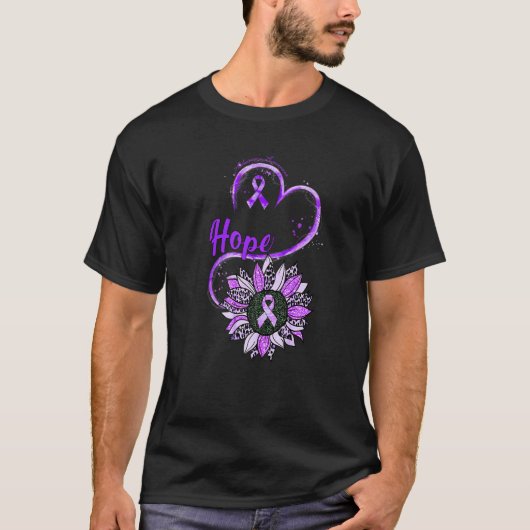 Hope Alzheimer's Awareness Purple Ribbon Sunflower T-Shirt (Vorderseite)