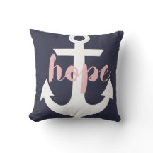 Hope Anchor Pillow - Navy