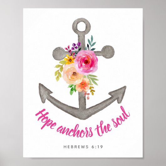 Hope Anchors The Soul Floral Anchor Poster (Vorne)