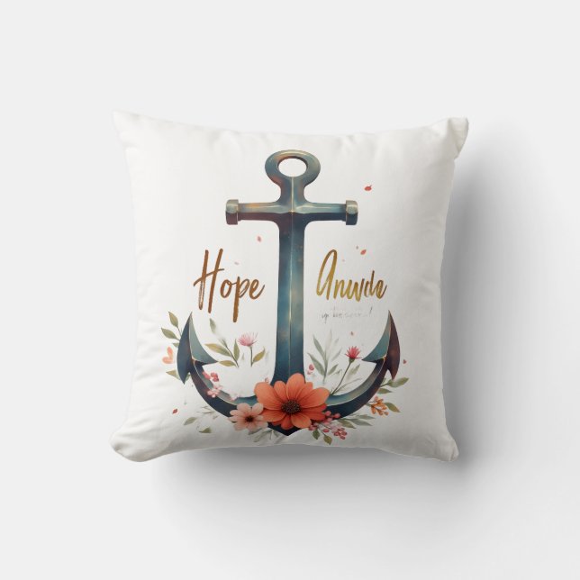 Hope Anchors the Soul - Luxuriöser Christlich Artw Kissen (Vorderseite)