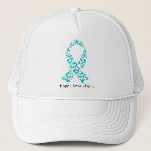 Hope Aquamarin Awareness Ribbon Truckerkappe (Vorderseite)