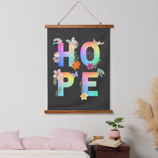 Hope Artistic Positive Motivierend Inspiration Wandteppich Mit Holzrahmen (Schlafzimmer)