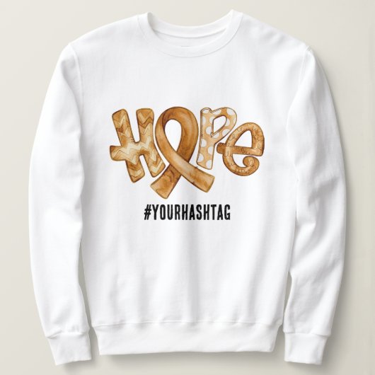 Hope Awareness Ribbon Amber Personalized Hashtag Sweatshirt (Design vorne)