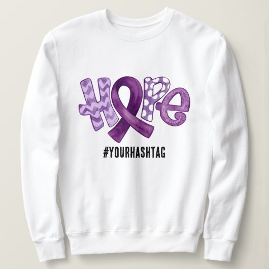 Hope Awareness Ribbon Personalized Hashtag Sweatshirt (Design vorne)