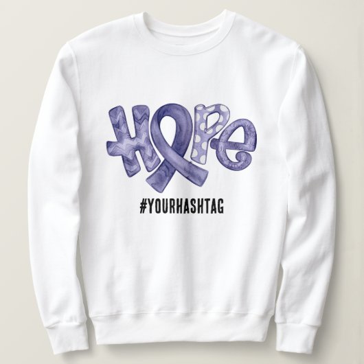 Hope Awareness Ribbon Personalized Hashtag Sweatshirt (Design vorne)