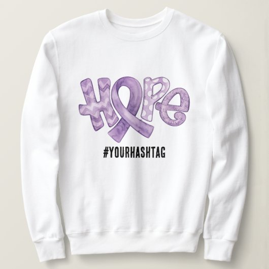 Hope Awareness Ribbon Personalized Hashtag Sweatshirt (Design vorne)