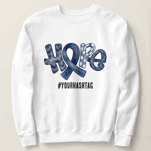 Hope Awareness Ribbon Personalized Hashtag Sweatshirt (Design vorne)