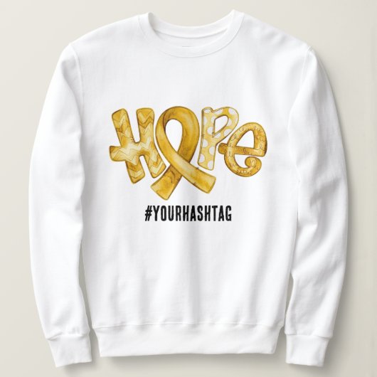 Hope Awareness Ribbon Personalized Hashtag Sweatshirt (Design vorne)