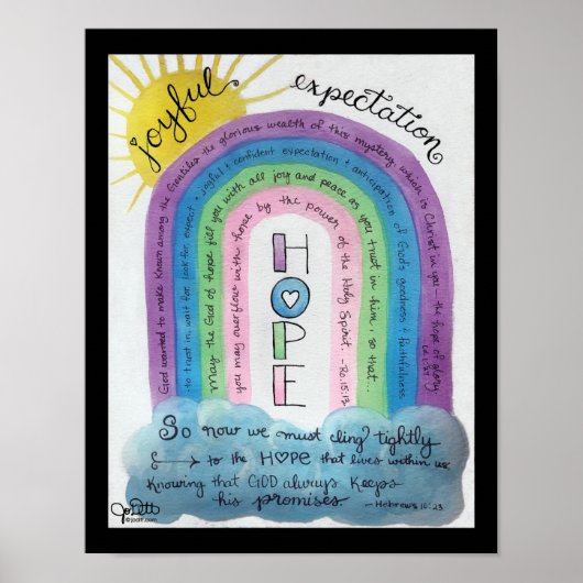 Hope Bible Verse Wasserfarbe Regenbogen Inspiratio Poster (Vorne)