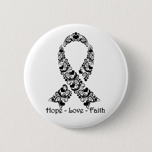 Hope Black Awareness Ribbon Button (Vorderseite)