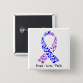 Hope Blue and Lila Awareness Ribbon Button (Vorne & Hinten)