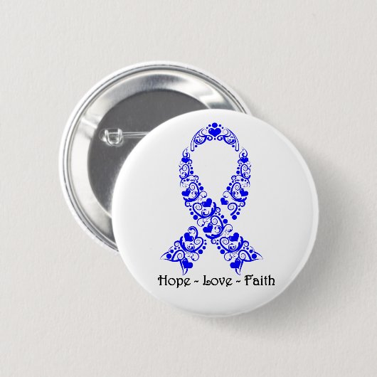 Hope Blue Awareness Ribbon Button (Vorne & Hinten)