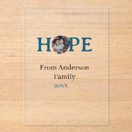 Hope blue holidays bold letter kids photo name yea acryleinladungen