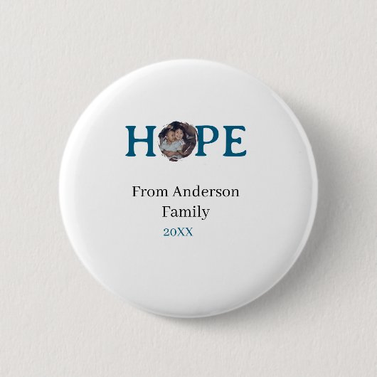 Hope blue holidays bold letter kids photo name yea button (Vorderseite)