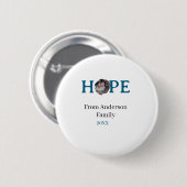 Hope blue holidays bold letter kids photo name yea button (Vorne & Hinten)