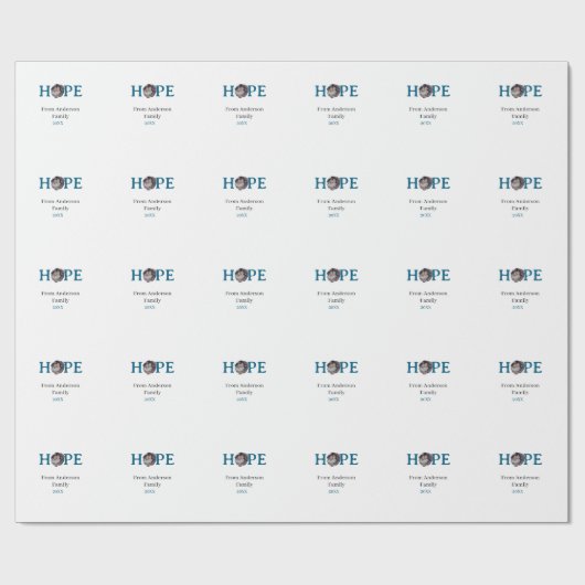 Hope blue holidays bold letter kids photo name yea geschenkpapier (Flach)