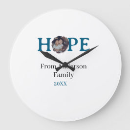 Hope blue holidays bold letter kids photo name yea große wanduhr
