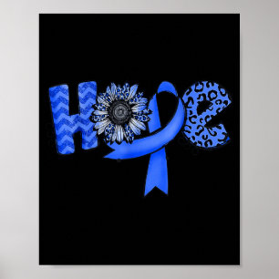 Hope Blue Ribbon Suower Darmkrebs Poster