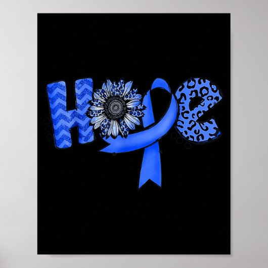 Hope Blue Ribbon Suower Darmkrebs Poster (Vorne)