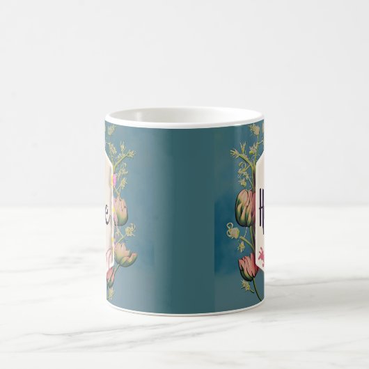Hope blüht - Elegante Floralschrift Kaffeetasse (Mittel)